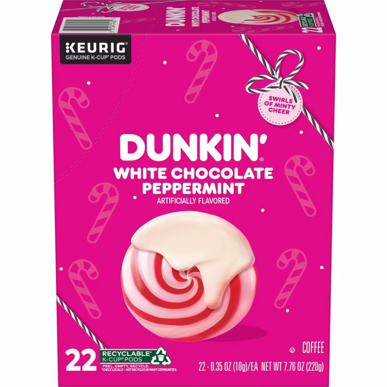 Dunkin' White Chocolate Peppermint Artificially Flavored Medium Roast Keurig K-Cup Coffee Pods